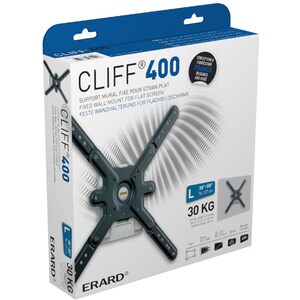 Fixation murale Erard Pro CLIFF pour Ecran Plat - Noir, Argenté - 1 Écran(s) supportés - 127 cm (50") - 30 kg Max - 100 x 