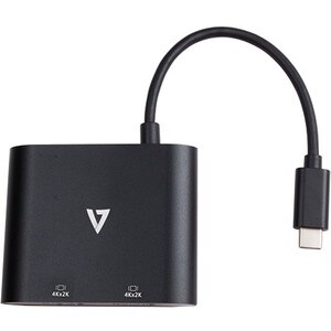 V7 V7UC-2HDMI-BLK A/V Adapter - 1 x Type C USB Male - 2 x HDMI 1.4 Digital Audio/Video Female - 3840 x 2160 Supported - Black