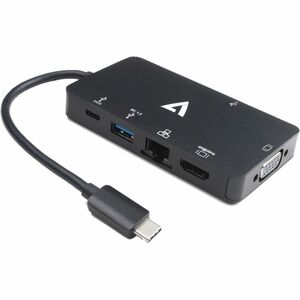 V7 V7UC-U3CRJ45HDVG-BLK USB Type C Docking Station for Desktop PC - 100 W - Black - 4 x USB Ports - 2 x USB 3.0 - USB Type