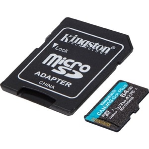 Kingston Canvas Go! Plus 64 GB Class 10/UHS-I (U3) V30 microSDXC - 170 MB/s Read - 70 MB/s Write - Lifetime Warranty