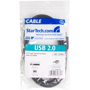 StarTech.com High Speed Certified USB 2.0 - USB cable - 4 pin USB Type A (M) - 4 pin USB Type B (M) - 3 m ( USB / Hi-Speed