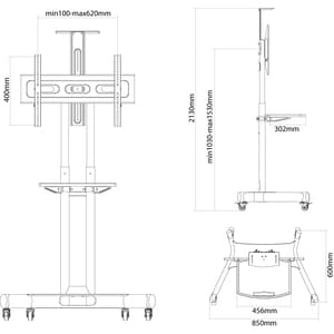 Neomounts Neomounts Pro NM-M1700BLACK Height Adjustable Display Stand - Up to 75" (190.50 cm) Screen Support - 45 kg Load 