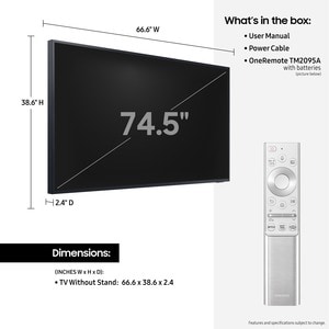 Samsung The Terrace LST7T QN75LST7TAF 74.5" Smart LED-LCD TV - 4K UHDTV - Titan Black - Quantum Dot LED Backlight - Bixby,