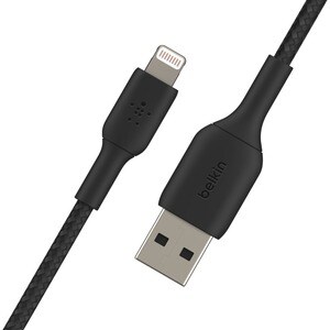 Belkin BoostCharge Braided Lightning to USB-A Cable (1 meter / 3.3 foot, Black) - 3.3 ft Lightning/USB Data Transfer Cable