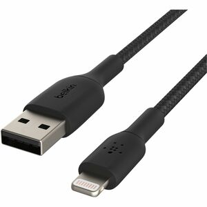 Belkin Braided Lightning to USB-A Cable (2m / 6.6ft, Black) - 6.6 ft Lightning/USB Data Transfer Cable for iPad, iPad Pro,