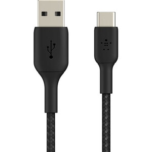 Belkin BoostCharge Braided USB-C to USB-A Cable (2 meter / 6.6 foot, Black) - 6.6 ft USB/USB-C Data Transfer Cable for Sma
