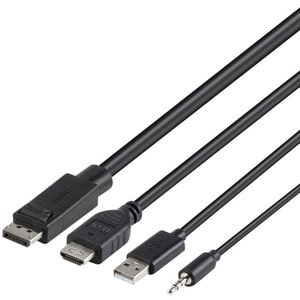Belkin TAA DUAL (1) HDMI-HDMI (1) DP-DP/USB/AU CBL - 10 ft DisplayPort/HDMI/Mini-phone/USB KVM Cable for KVM Switch, Compu