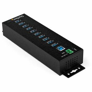 StarTech.com 10 Port USB Hub w/ Power Adapter - Metal Industrial USB 3.0 Data Hub - Din Rail, Wall & Desk Mount USB 3.2 Ge