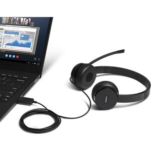 Casque Lenovo 100 - Filaire - Design Sur tête - Stéréo - Couleur Noir - Binaural - Supra-aural - 32 Ohm - Fréquence 20 Hz/