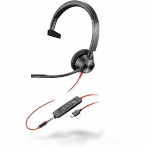 Poly Blackwire BW3310-M USB-C Wired Over-the-head Mono Headset - Monaural - Supra-aural - 32 Ohm - 20 Hz to 20 kHz - Noise