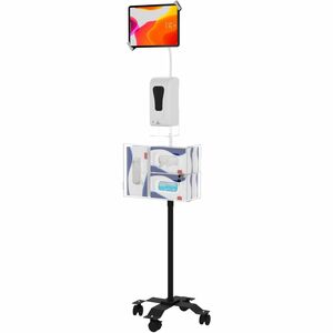 CTA Digital Compact Security Gooseneck Floor Stand for 7-13 Inch Tablets with Sanitizing Station & Automatic Soap Dispense