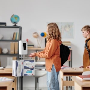 CTA Digital Compact Mobile Sanitizing Station with Automatic Soap Dispenser - Floor - Chrome Plated, Acrylic