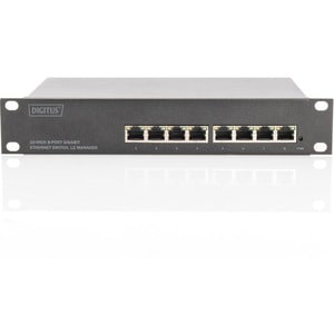 Digitus 8-Port Gigabit Switch, 10 Zoll, Managed. Switch-Typ: Managed, Switch-Ebene: L2+. Basic Switching RJ-45 Ethernet Po