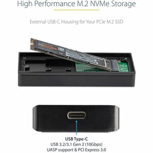 StarTech.com M2E1BRU31C Gabinete M.2 NVMe para SSD PCIe - IP67 Resistente Agua/Polvo - USB 3.1 Gen 2 - Data_N_A