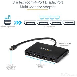 StarTech.com Signal Splitter - Plastic - 30 Hz to 60 Hz - 3840 × 2160 - DisplayPort