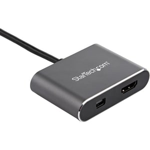 StarTech.com USB C Multiport Video Adapter - 4K 60Hz USB-C to HDMI 2.0 or Mini DisplayPort 1.2 Monitor Display Adapter - H