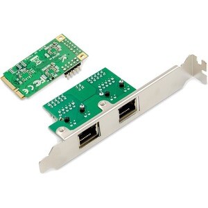 Digitus DN-10134 Gigabit Ethernet Card for PC - 10/100/1000Base-T - Plug-in Card - Mini PCI Express - 2 Port(s) - 2 - Twis
