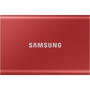 Samsung T7 MU-PC500H/WW 500 GB Portable Solid State Drive - External - PCI Express NVMe - Metallic Red - Gaming Console, D