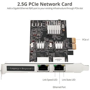 SIIG Dual 2.5G 4-Speed Multi Gigabit Ethernet PCIe Card - 10M/100M/1Gbps/2.5Gbps Ethernet Data Rates
