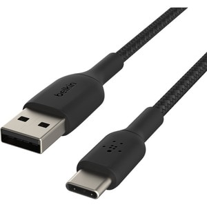 Belkin Braided USB-C to USB-A Cable (1m / 3.3ft, Black) - 1.01 m USB-C/USB-A Data Transfer Cable for Smartphone, Tablet, N