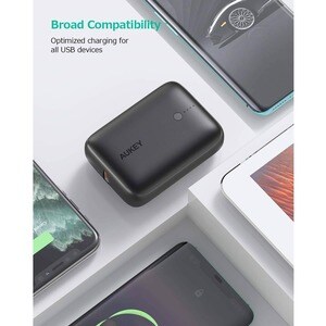 AUKEY Basix Mini 10000mAh PD Power Bank - For iPhone, Gaming Console, iPad Air, Smartphone - 10000 mAh - 2 A - 9 V DC Outp