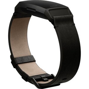 Fitbit Adjustable Smartwatch Band - Large (L) - Black - Leather, Aluminium