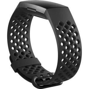 Fitbit Adjustable Smartwatch Band - Large (L) - Black - Silicone, Aluminium