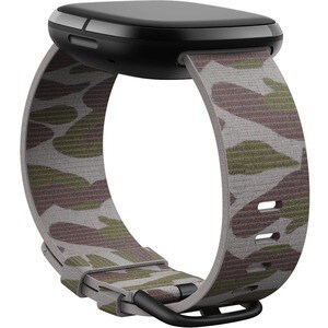 Fitbit Adjustable Smartwatch Band - Small (S) - Buckle Attachment - Camo - Woven, REPREVE, Plastic, Aluminium