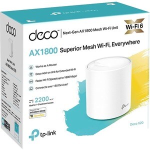 TP-Link Deco X20(1-pack) - Wi-Fi 6 IEEE 802.11ax Ethernet Wireless Router - Deco WiFi 6 Mesh WiFi System - Covers up to 22
