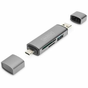 Digitus USB-Hub/Flash-Kartenleser - USB 2.0 Typ A, USB 2.0 Typ C - 60 MB/s, 640 MB/s - Smartphone, Tablet, Notebook, Flash