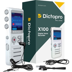Dictopro Digital Voice Activated Recorder by Dictopro - Easy HD Recording of Lectures and Meetings w/Double Microphone, MP