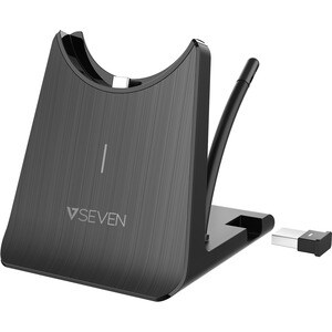 V7 H605M Wireless On-ear, Over-the-head Mono Headset - Black, Grey - Microsoft Teams Certification - Monaural - Supra-aura