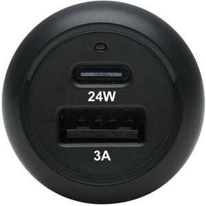 Eaton Tripp Lite Series Dual-Port USB Car Charger with 24W Charging - USB-C (24W) PD 3.0, USB-A (24W) QC 3.0, Black - 12 V