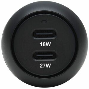 Eaton Tripp Lite Series Dual-Port USB-C Car Charger with 45W PD Charging - USB-C (27W), USB-C (18W), Black - 12 V DC Input
