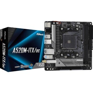 ASRock A520M-ITX/ac Desktop-Mainboard - AMD Chipsatz - Sockel AM4 - Mini ITX - 64 GB DDR4 SDRAM Maximaler Arbeitsspeicher 