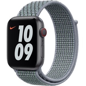 Apple 44mm Obsidian Mist Nike Sport Loop - Adjustable - Regular - Hook & Loop Attachment - Obsidian Mist - Woven Nylon