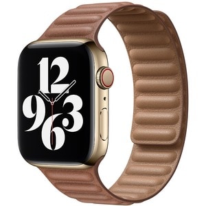 Apple 44-mm Saddle Brown Leather Link - M/L - Adjustable - Medium (M)/Large (L) - Link Attachment - Saddle Brown - Leather