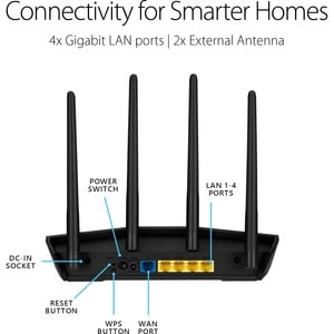 Asus RT-AX55 Wi-Fi 6 IEEE 802.11ax Ethernet Wireless Router - 2.40 GHz ISM Band - 5 GHz UNII Band - 4 x Antenna(4 x Extern