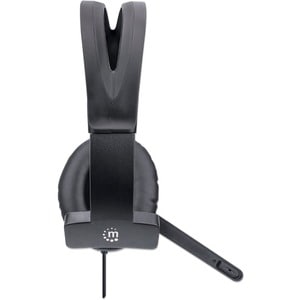 Manhattan Mono Over-Ear Headset (USB), Microphone Boom (padded), Retail Box Packaging, Adjustable Headband, In-Line Volume