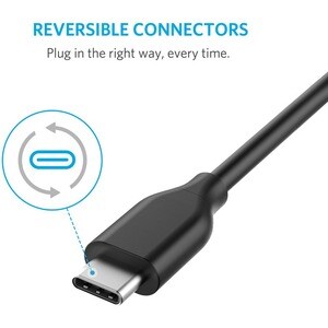 ANKER PowerLine 6ft USB-C to USB 3.0 - 6 ft USB/USB-C Data Transfer Cable for MacBook, Chromebook, Smartphone, Notebook, T