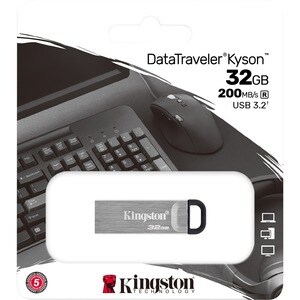 Kingston DataTraveler Kyson 32 GB USB 3.2 (Gen. 1) Typ A Flash-Laufwerk - Silber - 200 MB/s Read Speed - 1 Stück