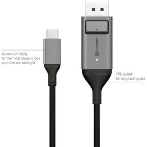 Alogic USB-C (Male) to DisplayPort (Male) Cable - Ultra Series - 4K 60Hz -Space Grey - 2m - 6.6 ft (2 m) DisplayPort/USB A