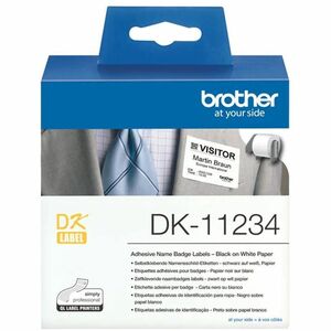 Brother Name Badge Label - Rectangle - Black on White - Paper - 260 / Roll - 260 Label