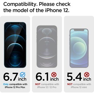 Spigen GLAS.tR EZ Fit 9H Tempered Glass, Glass Screen Protector - 2 Pack - For LCD iPhone 12 Pro Max - Fingerprint Resista