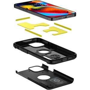 Spigen Tough Armor Case for Apple iPhone 12, iPhone 12 Pro Smartphone - Black - Impact Resistant, Shock Absorbing - Polyca