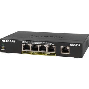 Netgear 300 GS305P Ethernet Switch - 5 Ports - 2 Layer Supported - 60 W Power Consumption - 55.50 W PoE Budget - Twisted P