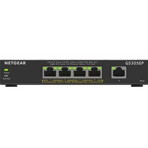 Netgear GS300 GS305EP 5 Ports Manageable Ethernet Switch - 3 Layer Supported - Twisted Pair - PoE Ports - Wall Mountable, 