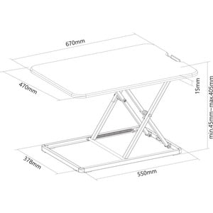 Neomounts NS-WS050BLACK Sit-stand workstation. Product colour: Black, Maximum screen size: -25.4 mm (-1"), Maximum weight 