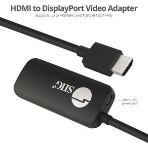 SIIG HDMI to DisplayPort 1.2 4K 60Hz Converter Adapter - NOT a Bi-Directional Adapter - Compliant with HDMI 2.0a & HDCP 2.2