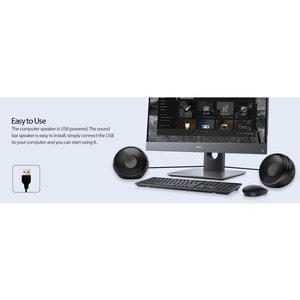 Adesso Xtream S4 USB-Powered Desktop Computer Speaker with Dynamic Sound - 5W x 2 - Works with Zoom, Microsoft Team, Skype